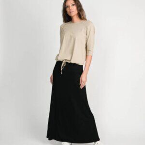Meli Ribbed A-Line Maxi Skirt Black NWT Size XL Comfort Lounge Campwear
